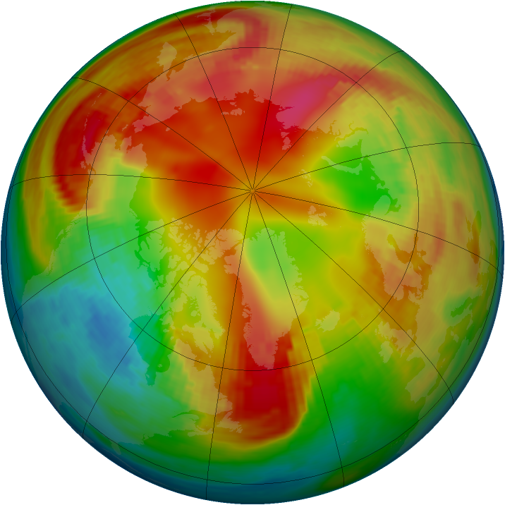 Arctic ozone map for 02 February 1991